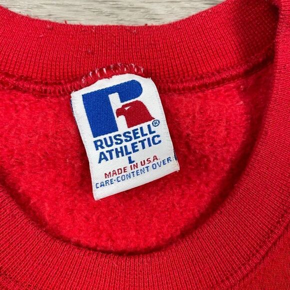 Vintage Russell Athletic Sweatshirt Mens Large Red Blank 90s Retro - Picture 7 of 14